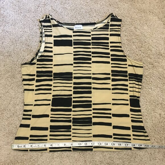 Vintage Y2K Canadian Creamed Honey and Black Stretchy Barcode Tank Top - Picture 13 of 14